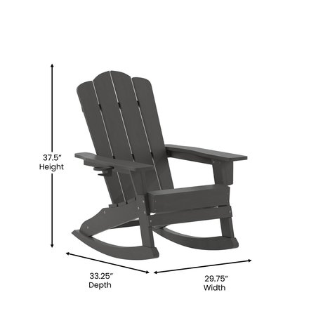 Flash Furniture Gray Adirondack Rocking Chair with Cupholder LE-HMP-1044-31-GY-GG